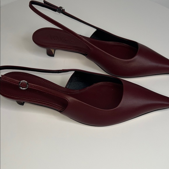 ♥️NWT AEYDE CATRINA NAPPA LEATHER SLINGBACK PUMPS IN BURGUNDY SIZE 40/US10 - Picture 10 of 15